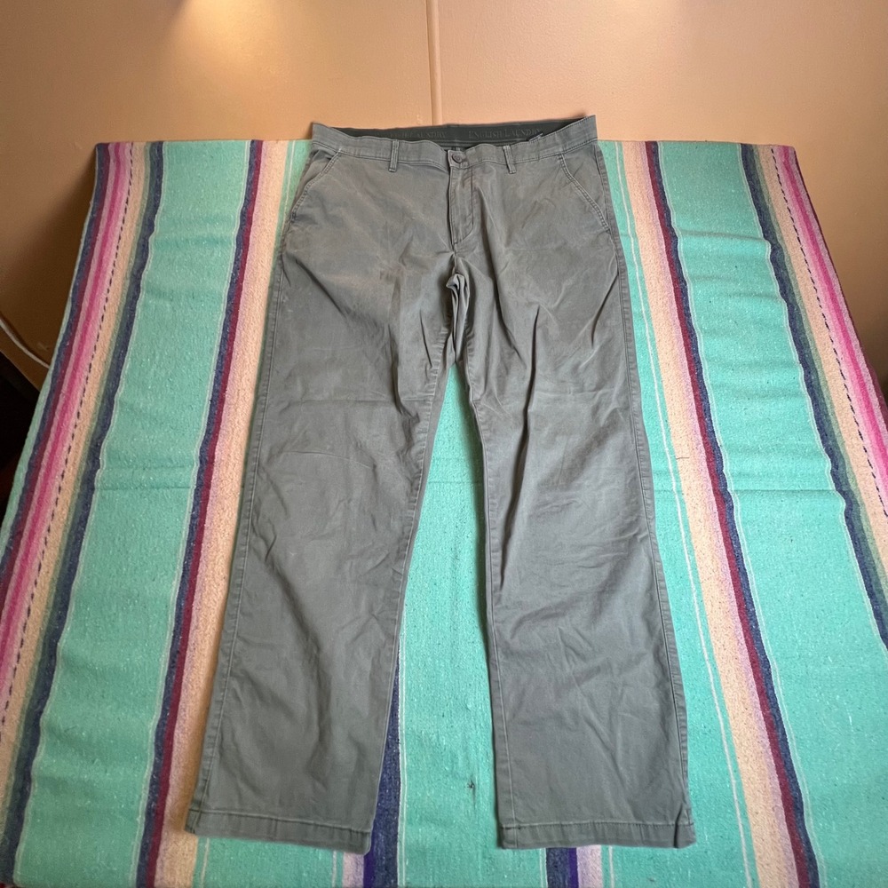 English Laundry Chino Pants Mens 38x32 Gray Straight Leg Stretch Casual Workwear